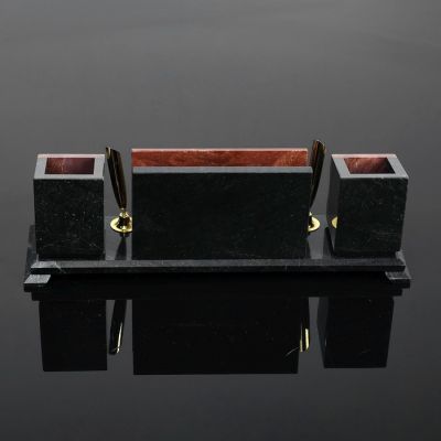 Набор настольный "Элит с часами", с 2 стаканами, лемезит, доломит