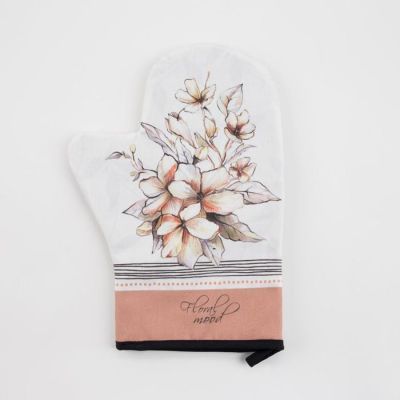 Варежка-прихватка "Floral mood" 20х28см,саржа, 100% х/л, ватин 250г/м2