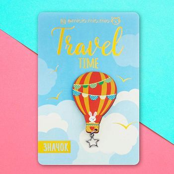 Деревянный значок с доп.элементом "Travel Time"