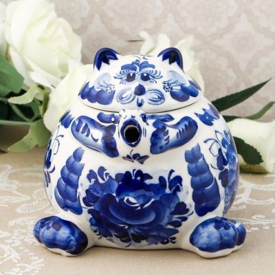 Чайник «Кот»,  гжель