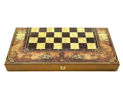 Шахматы деревянные подарочные "Капитанские" (50 х 50 см), король h-9 см, пешка h-4.5 см