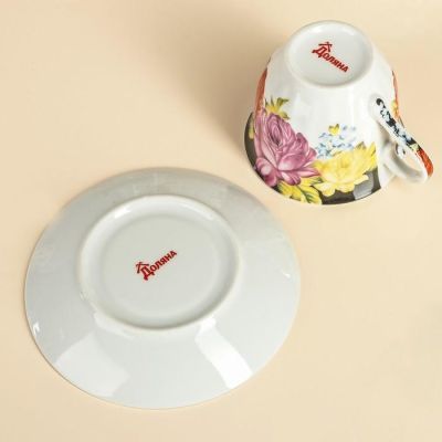 Сервиз чайный Доляна «Роспись»,4 предмета: 2 чашки 210 мл, 2 блюдца