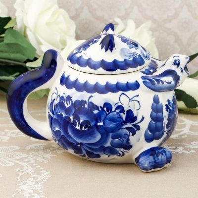 Чайник «Кот»,  гжель