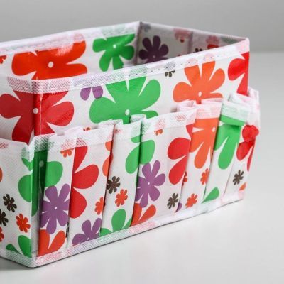 Бокс для мелочей «Цветочки», 15 карманов, 23,5×12×13 см