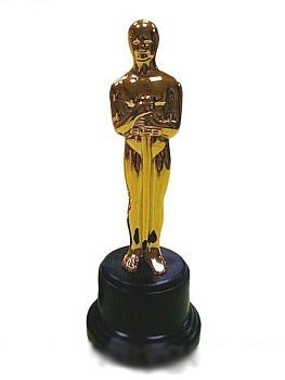 Статуэтка "Оскар" (аналог премии) блестящий №3 (h-24 см) пластик