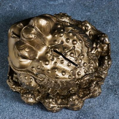 Копилка "Жаба фэн-шуй" 18х18см бронза