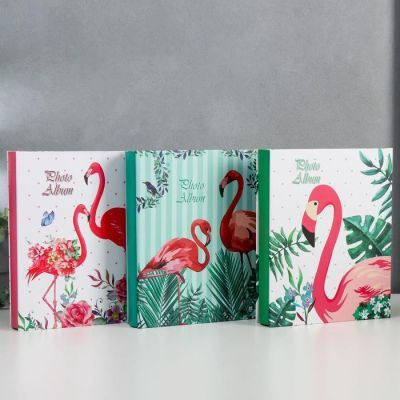 Фотоальбом на 200 фото 10х15 см "Фламинго и растительность" в коробке МИКС 26х21х5 см