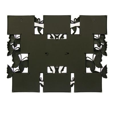 Фоторамка пластик на 11 фото 10х10, 10х15 см "Бабочки" чёрная 49х63 см