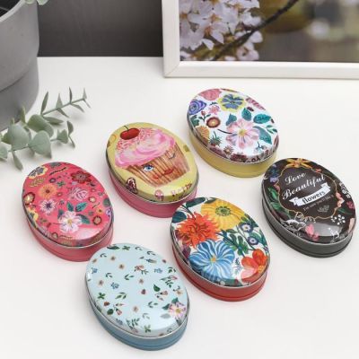 Шкатулка металл овал "Цветы и путешествия" МИКС 3,2х6,2х8,7 см