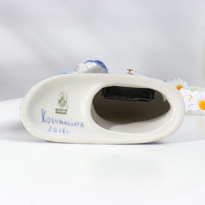 Часы настольные "Рак", гжель, фарфор, 2с