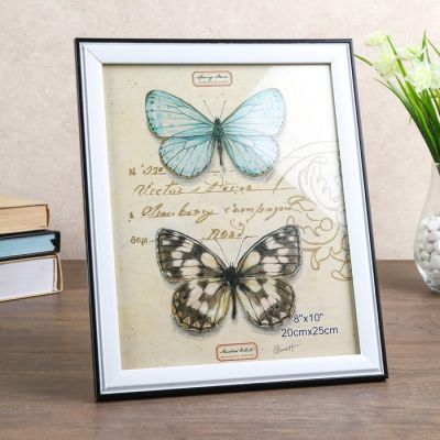 Фоторамка пластик 20х25 см "Доминика" белая с чёрным обрамлением 27,5х22,5 см