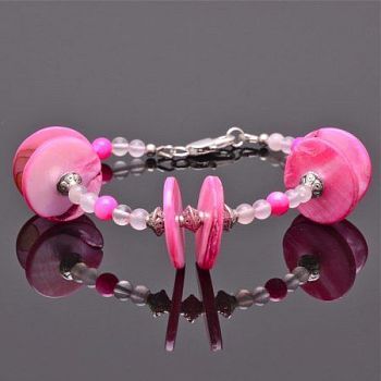 Браслет Перламутр, розовый, кварц "Шерхан" арт.КР-1319