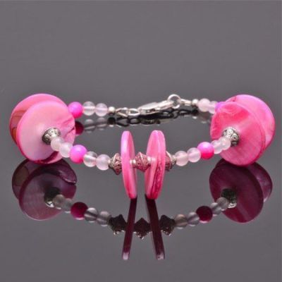 Браслет Перламутр, розовый, кварц "Шерхан" арт.КР-1319