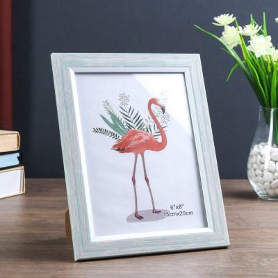 Фоторамка пластик 15х20 см "Адель" белая с голубым 23,5х18,7 см