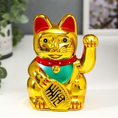 Сувенир "Кот Манэки-нэко", цвет золото
