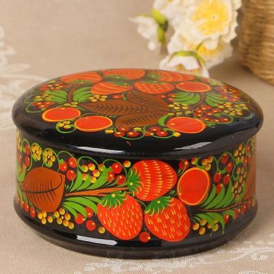 Коробка «Ягодка», большая, 15×8 см, хохлома