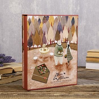 Фотоальбом на 200 фото 13х18 см "Девочка с мишкой в лесу" в коробке МИКС 29,5х23,5х5,5 см