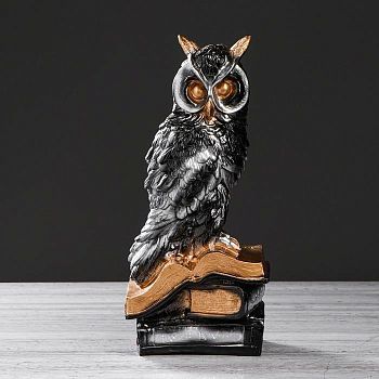 Копилка "Сова на книгах", чёрная, 38 см