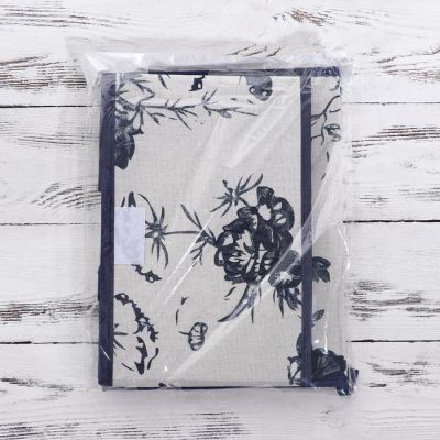 Короб для хранения с крышкой «Цветы», 25×20×17 см, цвет бело-синий