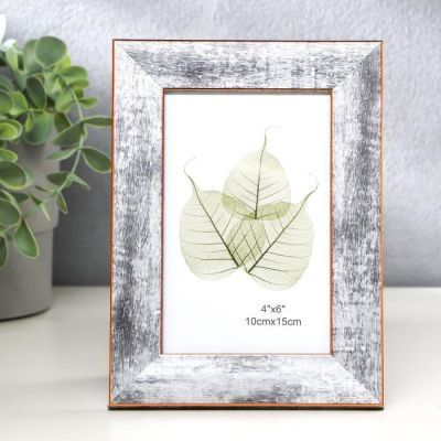 Фоторамка пластик 10х15 см "Серо-синий с золотым обрамлением" 18,5х14 см