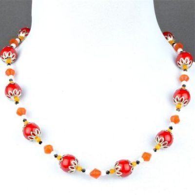 Бусы Коралл, Кахолонг, Кошачий глаз "Фалия" арт. ГРУ-1555