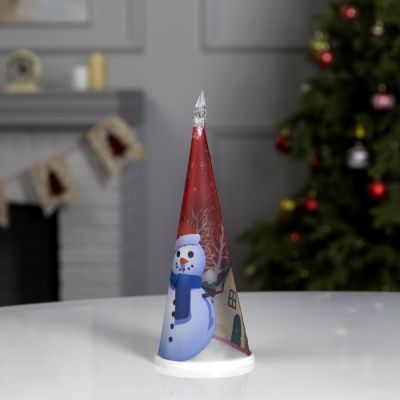 Светодиодная фигура «Ёлка со снеговиком» 7.5 × 21 × 7.5 см, пластик, батарейки CR2032х1, свечение мульти