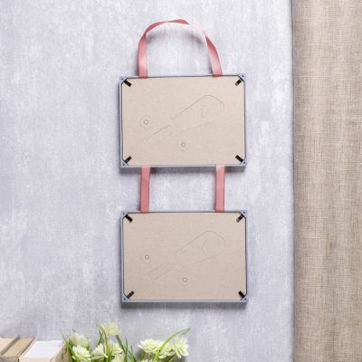 Фоторамка двойная на тесьме L-2 10х15 см, серебро, с небьющимся стеклом