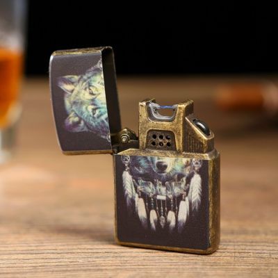 Зажигалка электронная "Волчий дух", дуговая, бесшумная, от USB, чёрная, 1.4х4х5.5 см