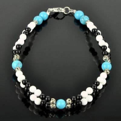 Браслет прес. Бирюза, кахолонг "Камилла" арт.ВАН-015