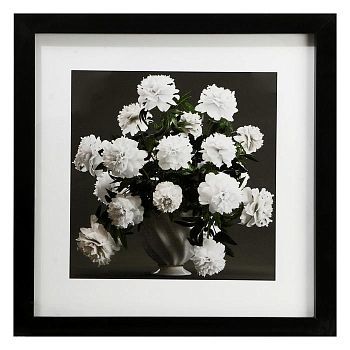 Картина стекло пэт "Букет белые пионы" 35х35(39х39) см