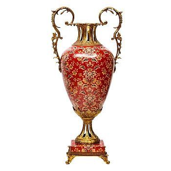 Ваза с росписью "Цветы", красная