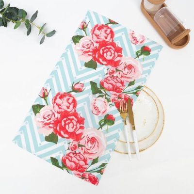 Полотенце вафельное "Зигзаг" 35х60 см, бирюза, 160 гр/м, хл,