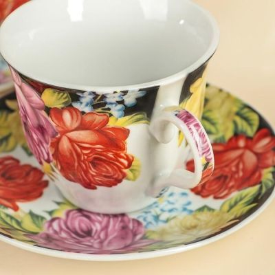 Сервиз чайный Доляна «Роспись»,4 предмета: 2 чашки 210 мл, 2 блюдца