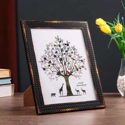 Фоторамка пластик 20х25 см "Пшеница" чёрная с золотом 29х24 см