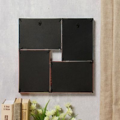 Фоторамка пластик на 4 фото 10х15 см "Краски" ребристая 32,5х32,5 см