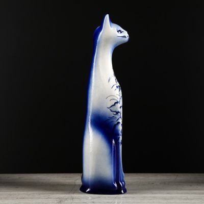 Копилка "Кот Джек", покрытие глазурь, бело-синяя, 42,5 см