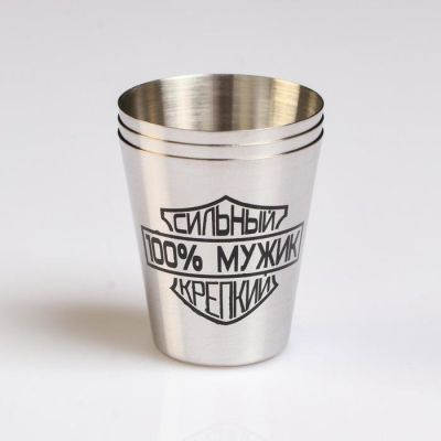 Набор стопок, серия: 23 Февраля,"Сильный,100% мужик,крепкий", 3 шт × 30 мл,стопка 4 х 3.5 см