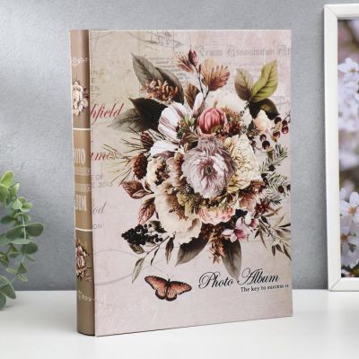 Фотоальбом на 200 фото 13х18 см "Букет" в коробке, зол.обвод МИКС 29,7х23х5,5 см