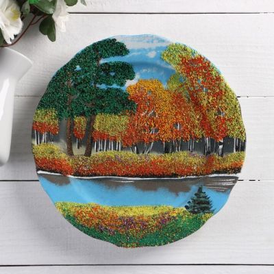 Тарелка под фарфор с каменной крошкой "Времена года"