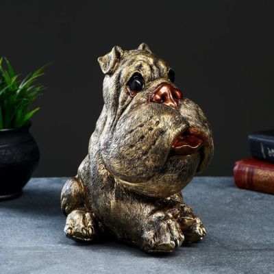 Копилка "Собака Голова" бронза, 17,5х12х22,5см
