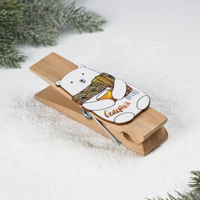 Прищепка с пожеланием «С Новым годом»