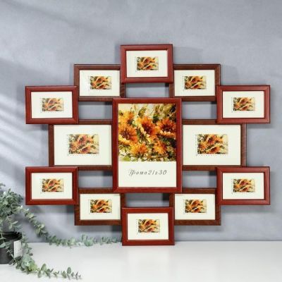 Фоторамка на 13 фото 10х15 см, 15х21 см, 21х30 см, тёмная