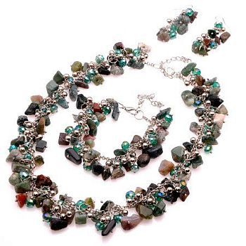 Комплект Яшма, хрусталь "Волшебница" арт.П3052