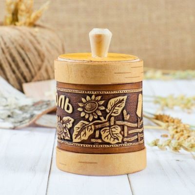 Туес «Подсолнушек», соль, 7×9 см, береста