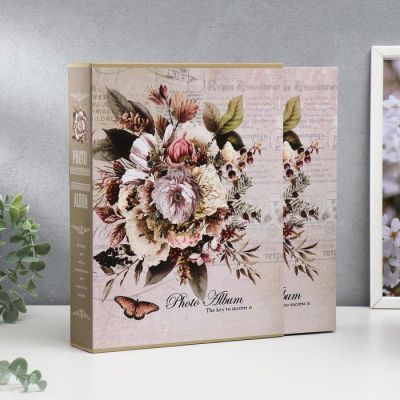 Фотоальбом на 200 фото 13х18 см "Букет" в коробке, зол.обвод МИКС 29,7х23х5,5 см