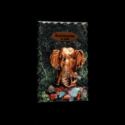 Магнит "Слон. Благополучие в дом", 6х8 см, змеевик, гипс, минералы, микс