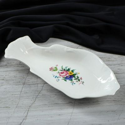 Тарелка "Рыбка", белая, с деколью, 22 см, микс