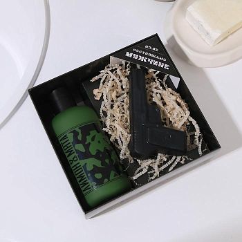 Набор "Тому, кто может все" гель для душа фляга 250 мл мята и цитрус, мыло-пистолет 50 г