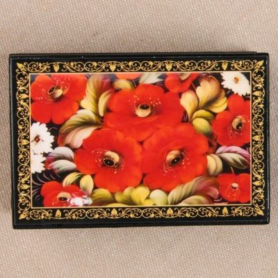 Шкатулка «Маки», 6×9 см, лаковая миниатюра