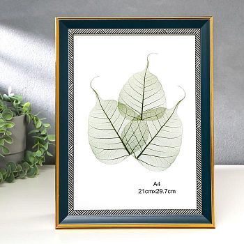 Фоторамка пластик формат А4 "Синяя с синими черточками на белом" 34,5х25,6х1,5 см